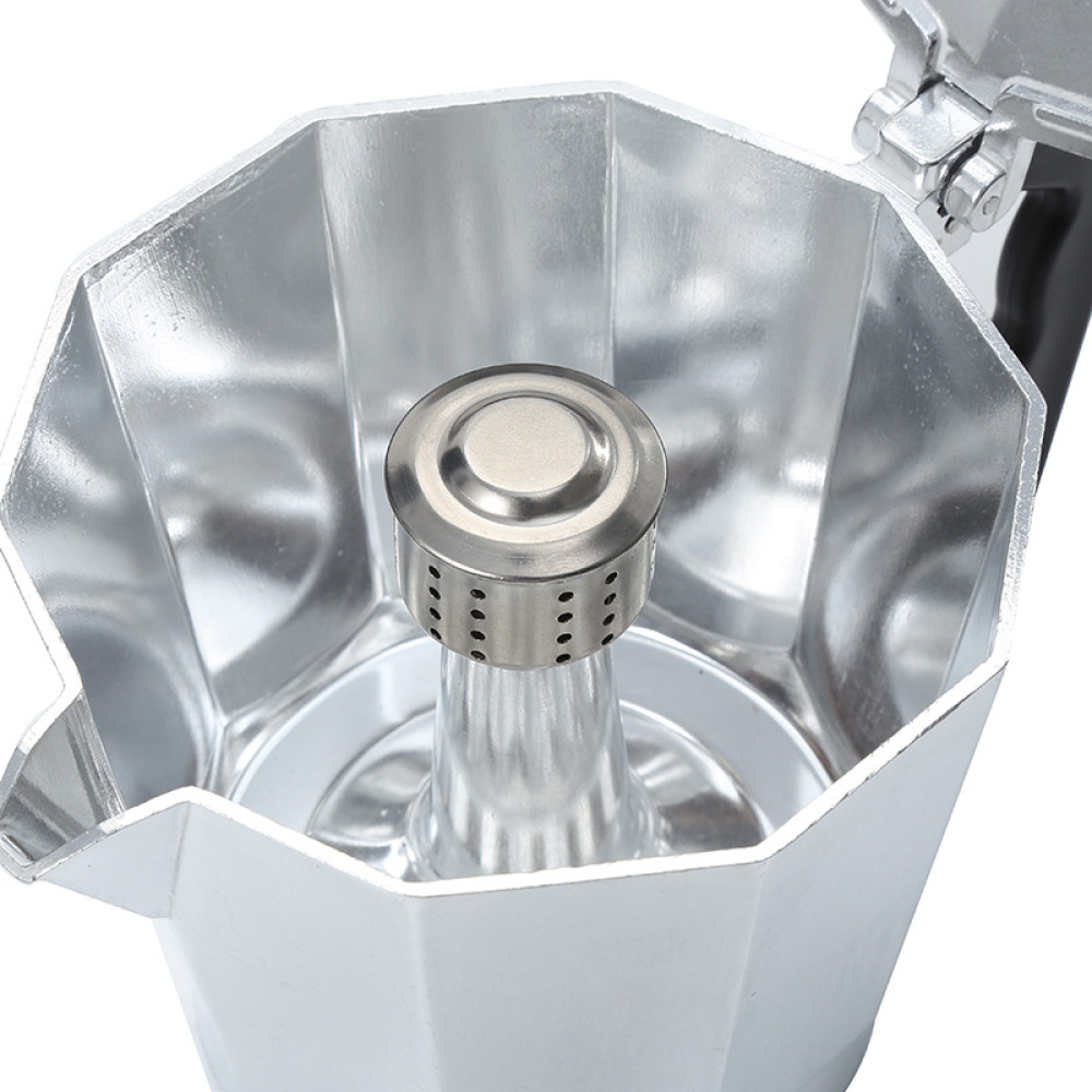 Quality Coffee Equipment - เครื่องชงกาแฟเอสเพรสโซ่สำหรับครัว หม้อโมก้าอะลูมิเนียม วาล์วคู่ เครื่องชงกาแฟแบบดั้งเดิมสไตล์อิตาลี หม้อกาแฟสำหรับใช้บนเตา